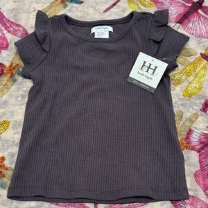 Haute Hippie Kids Ruffle Sleeve Tee - Charcoal